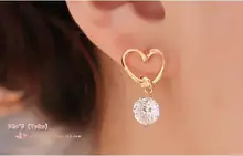 

2018 New Cool Fashion Stud Earrings Jewelry Hollow Love Heart Gold Silver Fine Zircon Earrings For Woman Accessories Best Gift