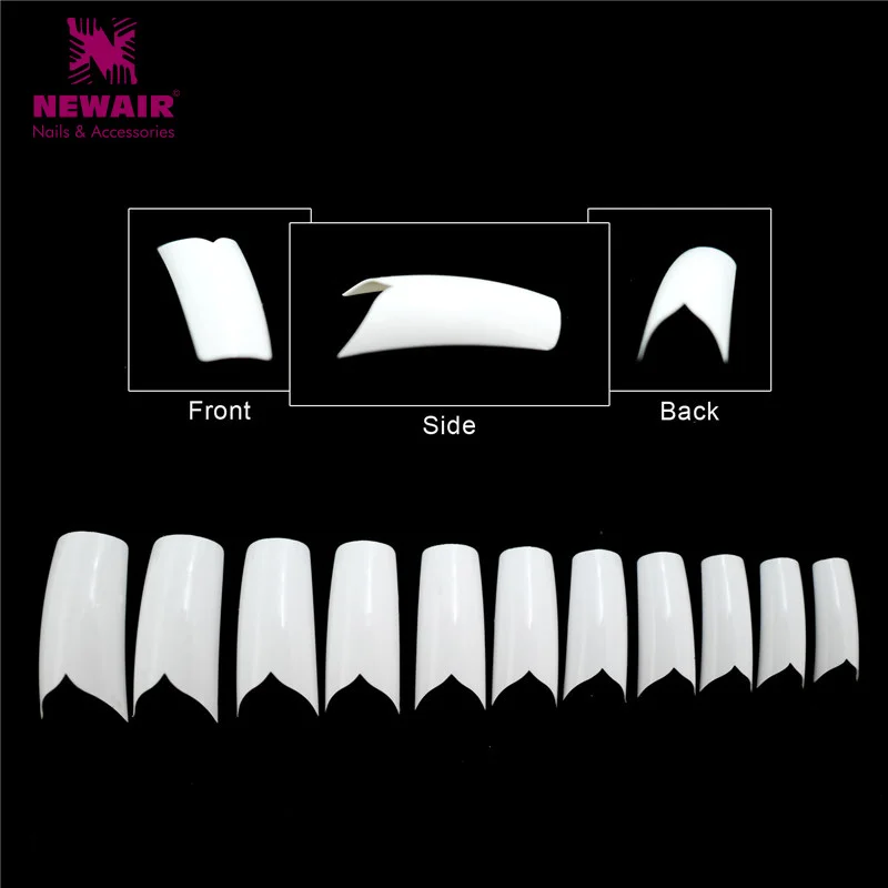 550pcs French Flare False Nail Tips ABS High Quality V-Style Fake Art Tip Care Pedicure Beauty | Красота и здоровье