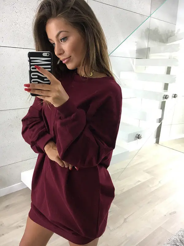 

Casual Lady Long Sweatshirts Autumn O Neck Long Sleeve Loose Casual Women Sweatshirts All Match New Fashion Long Sweatshirts 043