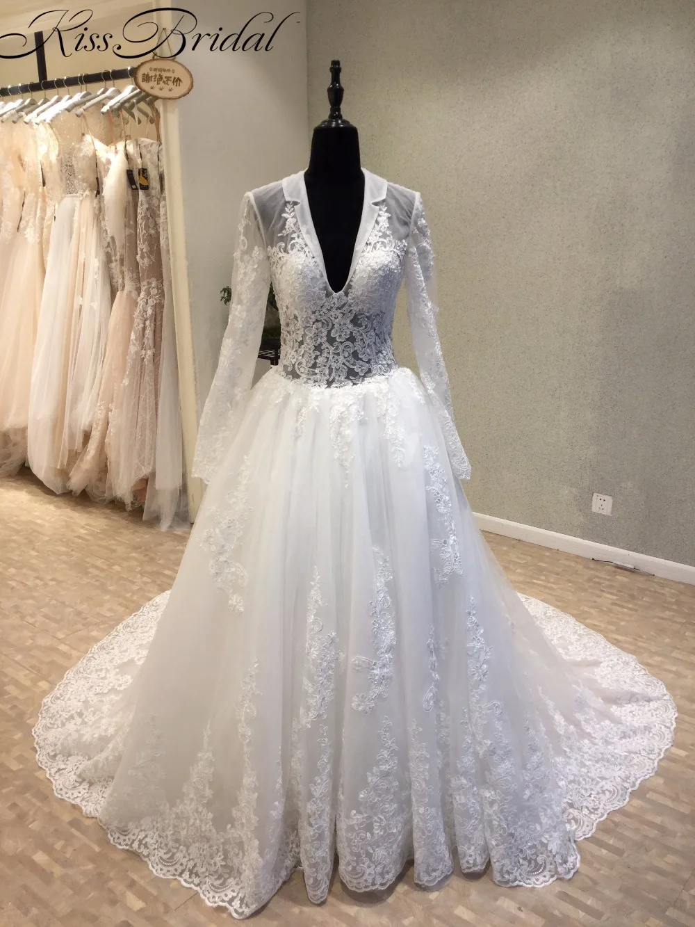 Aliexpress.com : Buy New Long White Wedding Dress 2018 V neck Long ...