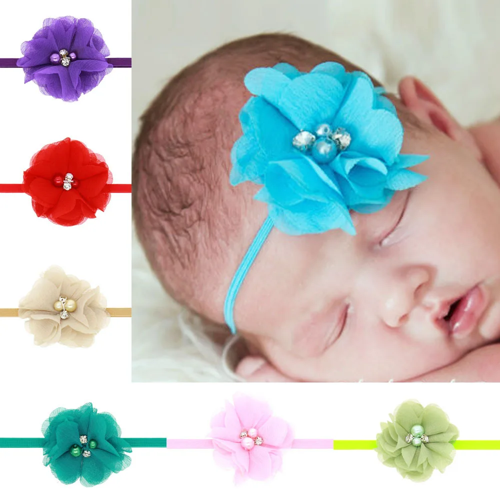1 Piece MAYA STEPAN Rhinestone Flower Children Hair Head Band Accessories Baby Newborn Girl Rope Headband Headwear Headwrap | Детская
