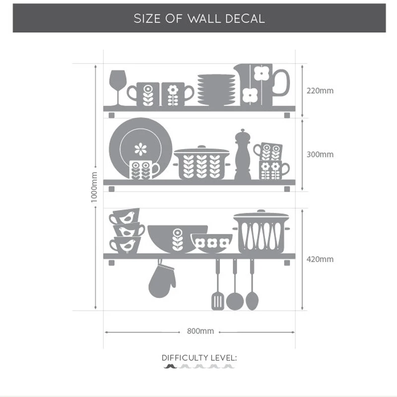 Scandinavian Crockery Shelves Kitchen Wall Sticker Cooking Spoon Knife Pot Art Mural Decal Wallpaper Kitchen Home Decor 80x100cm Scandinavian Crockery Shelves Kitchen Wall Sticker Cooking Spoon Knife Pot Art Mural Decal Wallpaper Kitchen Home Decor 80x100cm
