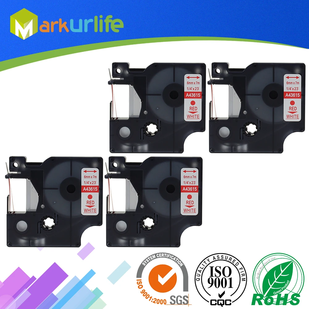 4 PCS/Lot Label Maker for DYMO Self Adhesive D1 Laminated Tape 43615