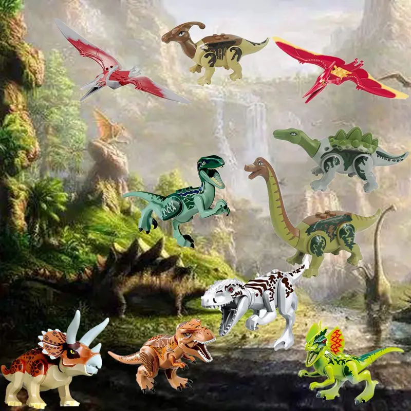 

Legoing Blocks Dinosaur Tyrannosaurus Rex Wyvern Velociraptor Stegosaurus Building Blocks Toys For Children Dinosaur Figures