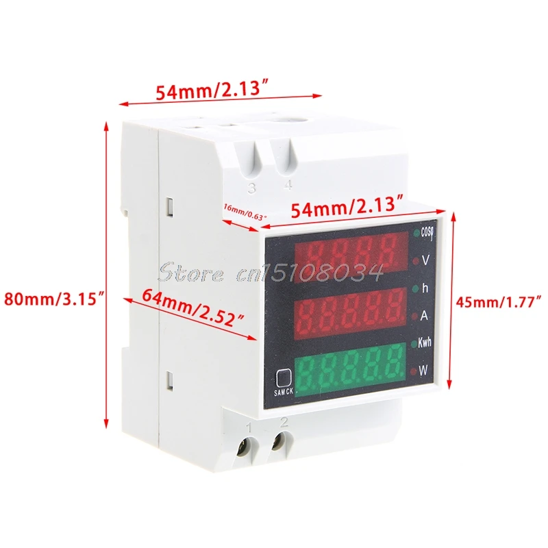 Din-рейка светодиодный AC 80-300 В 0-100.0A Многофункциональный Вольтметр Амперметр дисплей S08 и Прямая поставка