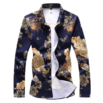 

High Quality 7XL 6XL 5XL Plus Size Shirt Men Brand New Casual Long Sleeve Print Male Shirt Autumn Turn Down Collar Blouse Homme