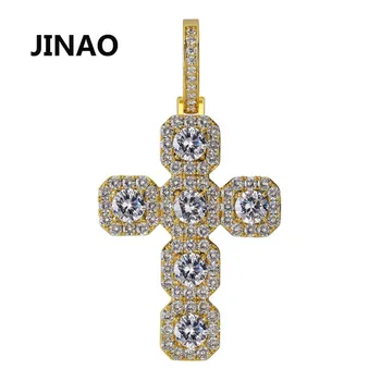 

JINAO 2019 New Fashion Super large Cross Pendant Necklace Cubic Zircon Iced Out Chain Hip Hop Jewelry For Man Women Gifts
