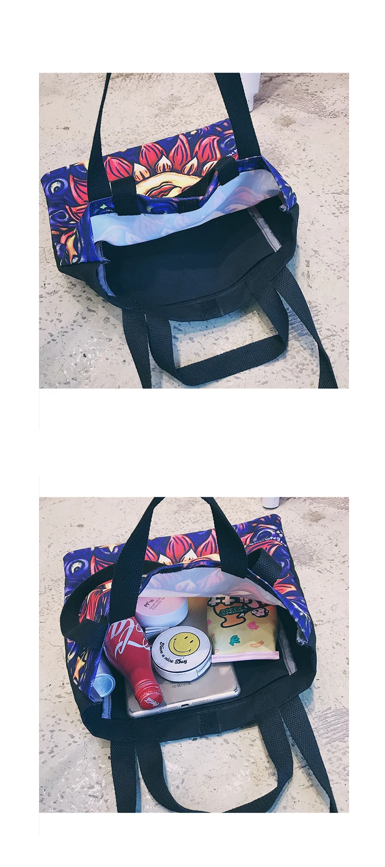Menghuo Original Design New Tarot Canvas Handbags Printed Bags Beach Bags Large Capacity Tote Women Casual Shopping Bags Bolsa (33)