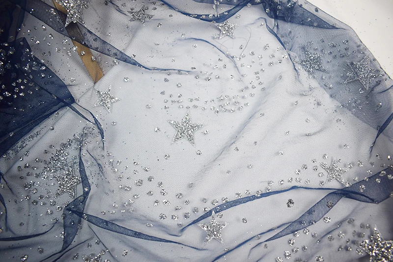Серебряные звезды блестки материал свадебные кружева ткань пайетки
