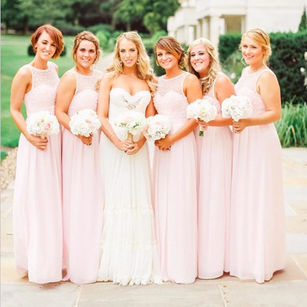 Pastel Pink Bridesmaid Dresses