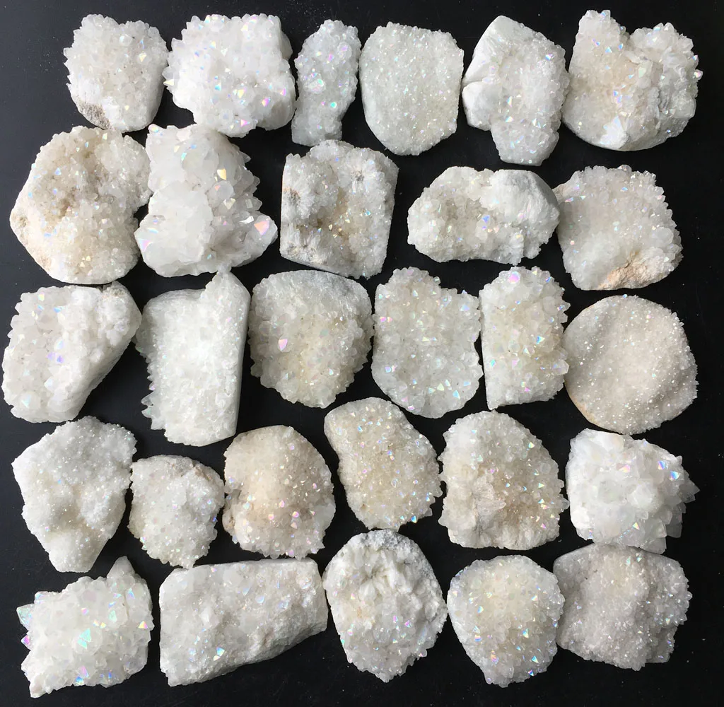 

1202g 28pcs More Colour Aura Quartz Crystal Titanium Bismuth Silicon Cluster Rainbow