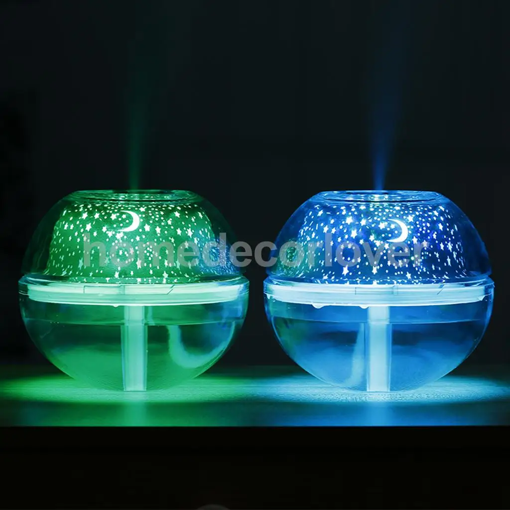 Star Moon Projection Lamp Silent Humidifier with LED Night Light for Kids Bedroom