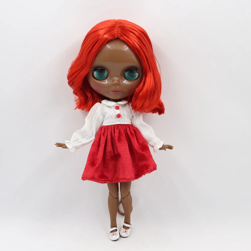 Кукла Blyth nude 1/6 No. BL1248 кукла с супер черной кожей, рыжими волосами и стеклянным лицом, тело сустава