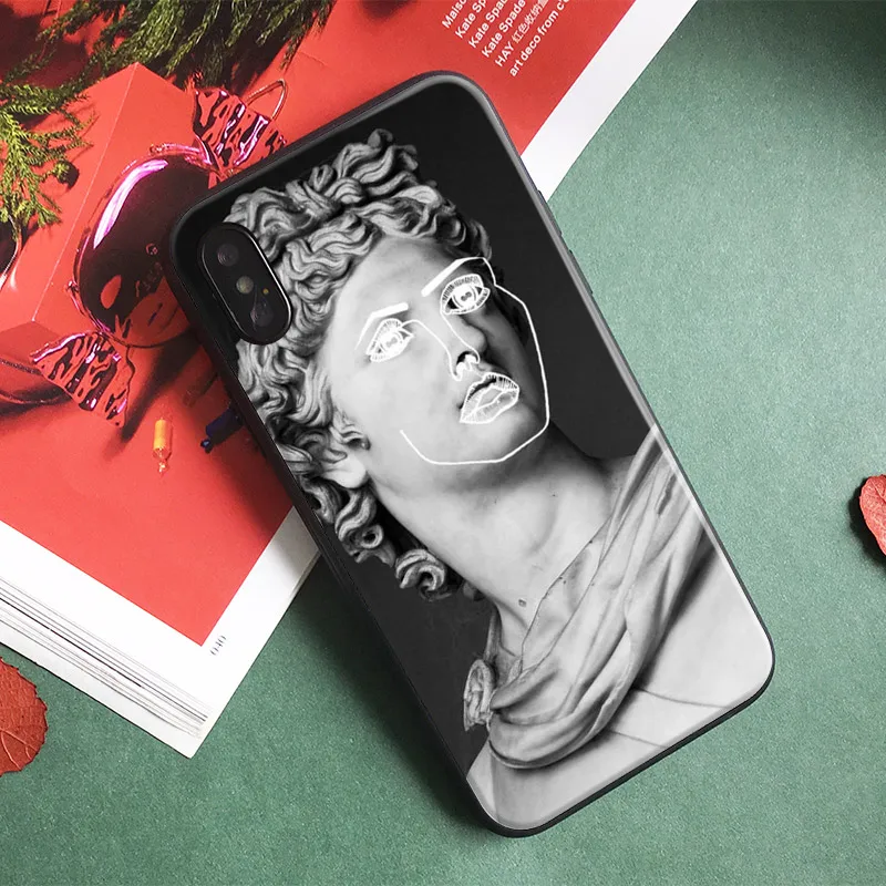 

Plaster statue Kuso funny Art Soft Silicone Phone Case Cover Shell For Apple iPhone 5 5S SE 6 6S 7 8 Plus X XR XS MAX
