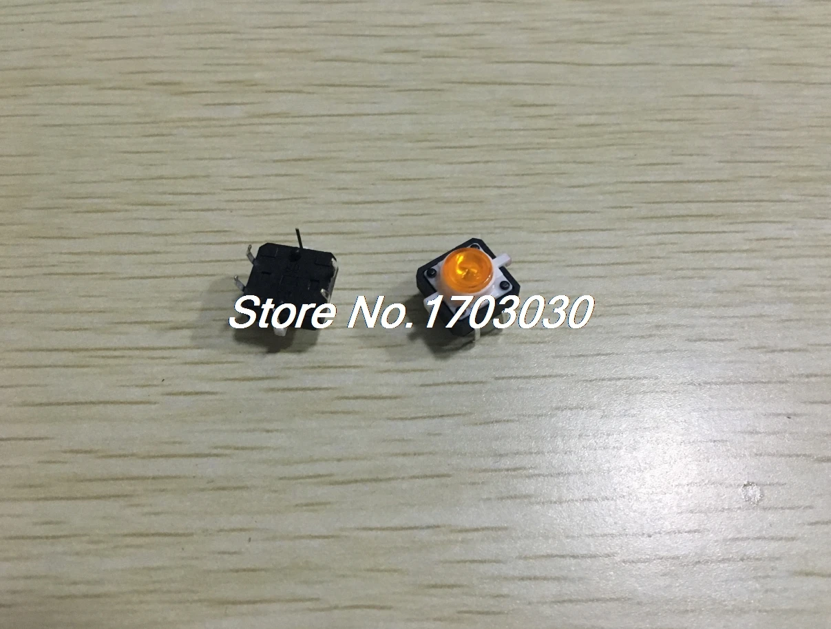 

2pcs Yellow LED Light Momentary Tactile Tact Push Button Switch 12 x 12mm x 11mm DIP