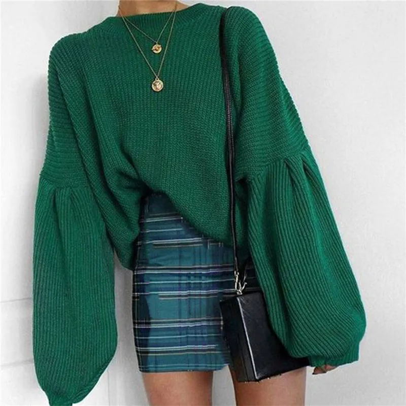 

Women Large Size Knitted Sweater Loose Autumn Women Sweaters And Pullovers Long Sleeve O-Neck Solid Top Sweater 40Jul11