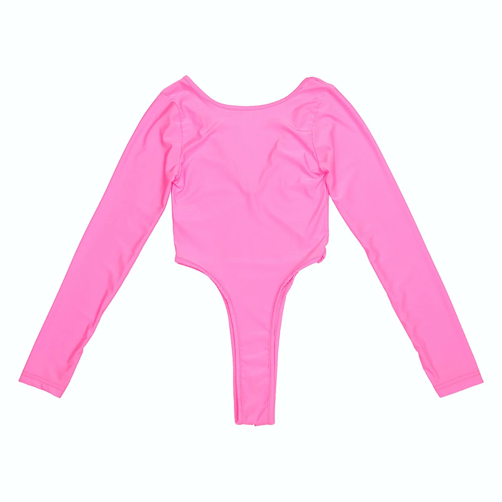 iEFiEL Women Sexy Bodysuit Long Sleeve High Cut Crotchless Thong Leotard Body String Catsuit Jumpsuit Womens Dancing Clothing bodysuits