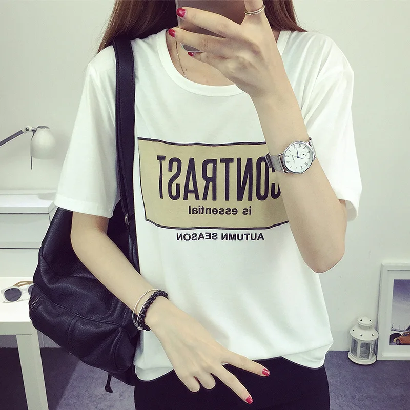 Ms. large size women loose short-sleeved t-shirt printing compassionate woman | Женская одежда