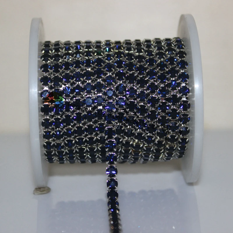 

10yards 4mm Navy blue Montana Close set crystal rhinestone cup chain Gold Silver DIY Browband Garment Furniture Hairbands Making