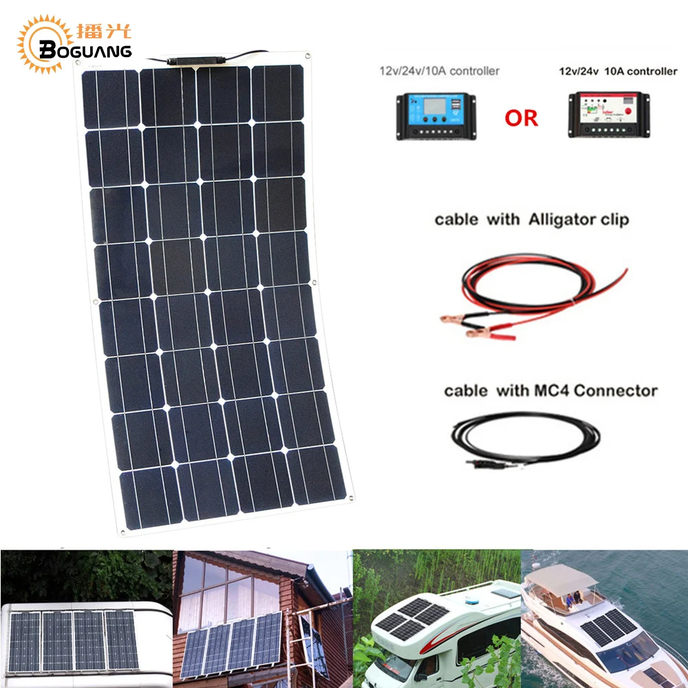 

16V 100w mono silicon Flexible Solar Panel controller Kit System Cell Module for 12V battery charger RV Car Marine Boat Home Use