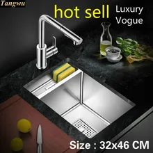 Бытовая стандартная Роскошная кухонная ручная раковина одинарная мойка 304 нержавеющая сталь мини Горячая 320x460 мм