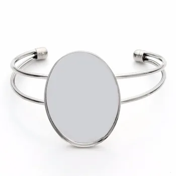 

LOULRUR 1 pc 40*30mm Oval Bracelet Bangle Blanks Trays Bezel Antique Bronze Color Cabochon Base Cameo Bracelet Blank Jewelry