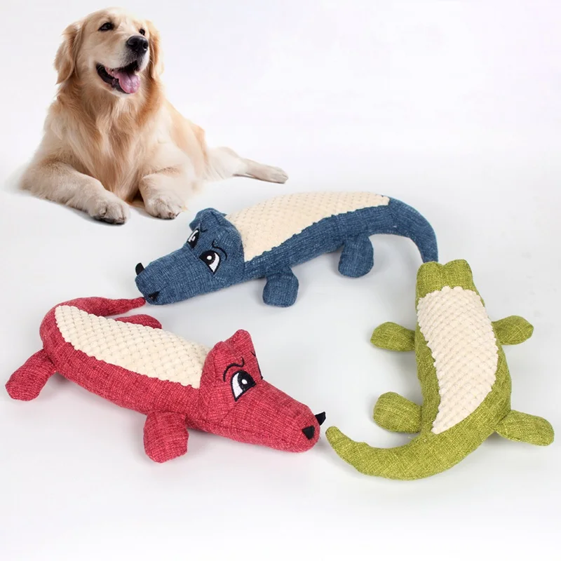 Жевательные игрушки для питомцев жевательный для домашних щенков плюшевые Мультяшные животные, белка, хлопок, игрушка в форме крокодила