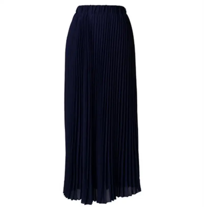 Высокая талия плиссированная элегантная юбка красный черный сплошной цвет длинные юбки для женщин Faldas Saia