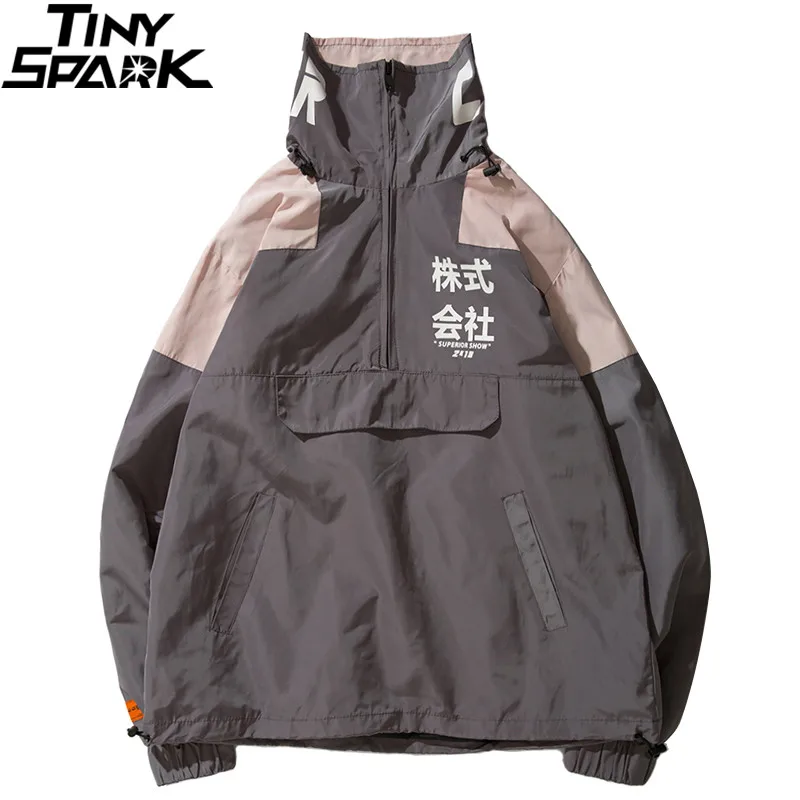 الهيب هوب سترة سترة واقية الرجال اليابان المتناثرة متعددة جيوب سترة معطف الرجعية خمر عارضة المسار سترة الشارع الشهير 2018 الخريف