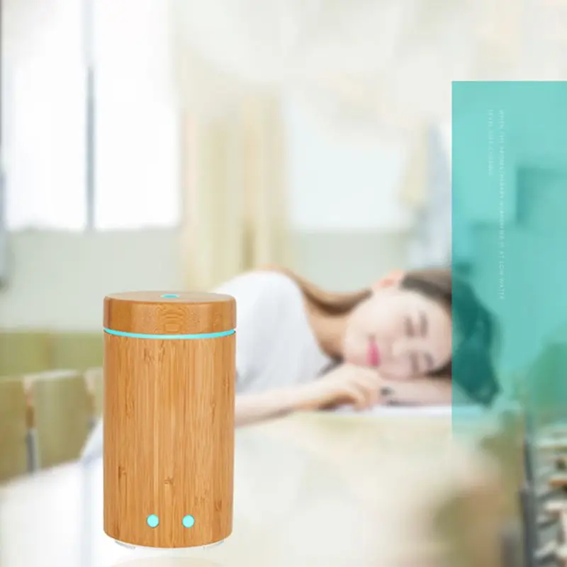 

160ml Bamboo Tube Anti Slip Base Night Light Essential Oil Diffuser Light Aroma Aromatherapy Fine Fog Humidifier Room Car Decor