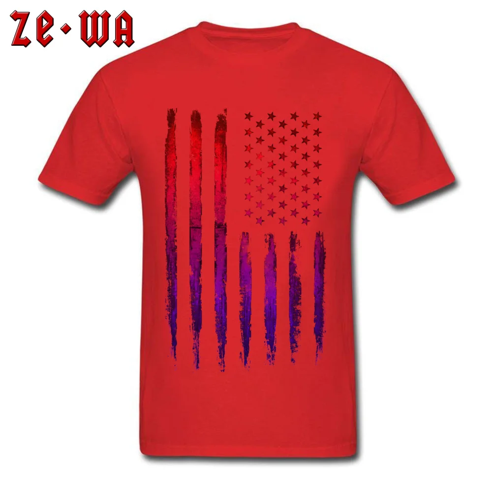 Colorful American flag Tshirts Designer Short Sleeve Normal 100% Cotton Round Neck Men Tops Shirts Printed T Shirts Summer Colorful American flag red
