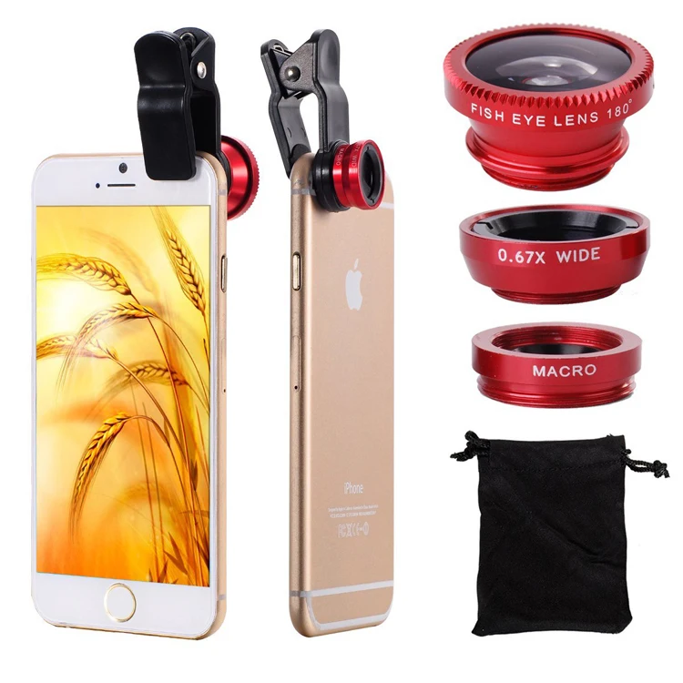 Universal 5in1 Phone Camera Kit 3in1 Lenses Fisheye Lens Wide Angle Macro Lentes Tripod Shutter For 4