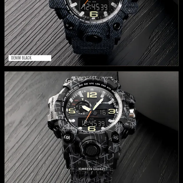 SKMEI Top Marka Sport Watch mężczyźni Military Digital zegarki 5Bar wodoodporne Dual Display zegarki na rękę Relogio męski 1155 tanie i dobre opinie Quartz Wristwatches Klamra Okrągłe Chronograph Stop Watch Week Display Swim Alarm Complete Calendar LED display Shock Resistant Multiple Time Zone Water Resistant Back Light SKMEI Top Marka Sport Watch mężczyźni Military Digital zegarki 5Bar wodoodporne Dual Display zegarki na rękę Relogio męski 1155 tanie i dobre opinie Quartz Wristwatches Klamra Okrągłe Chronograph Stop Watch Week Display Swim Alarm Complete Calendar LED display Shock Resistant Multiple Time Zone Water Resistant Back Light