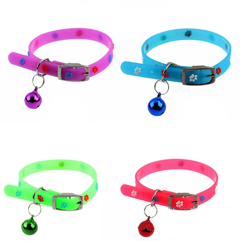 New Super Soft Silicone Dog Collar with Bells Adjustable Elastic Cat