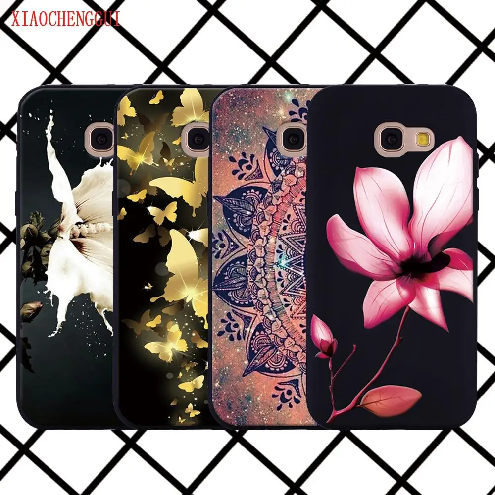 

For Samsung Galaxy A510 cover Beautiful lotus Butterfly black soft silicone For Samsung Galaxy A3 A5 A6 A7 Mobile Phone Cases