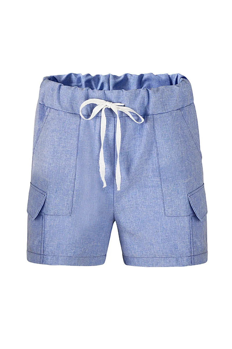 Aibo Carla Drawstring Cotton Shorts Women Summer Casual Wide Leg Shorts Bow Tie Decoration Skirt Elastic Waist Loose Shorts Shorts