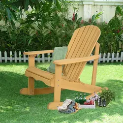 Высокое качество Открытый желтый качалка стул садовая мебель Современный твердый пихта кресло-качалка с широкими подлокотниками HW50297