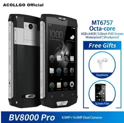 BlackView BV8000 Pro 5,0 "FHD MTK6757 Восьмиядерный 6 ГБ + 64 ГБ Android 7,0 16.0MP отпечаток пальца NFC 4180 мАч водонепроницаемый мобильный телефон с IP68