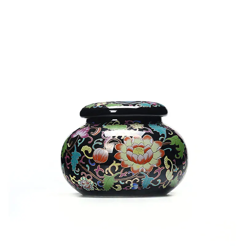 

Coloured Ceramic Tea Jars Chinese Court Style Food Storage Tanks Exquisite Candy Sealing Cans Jar Dried Nut Container Jar Pot