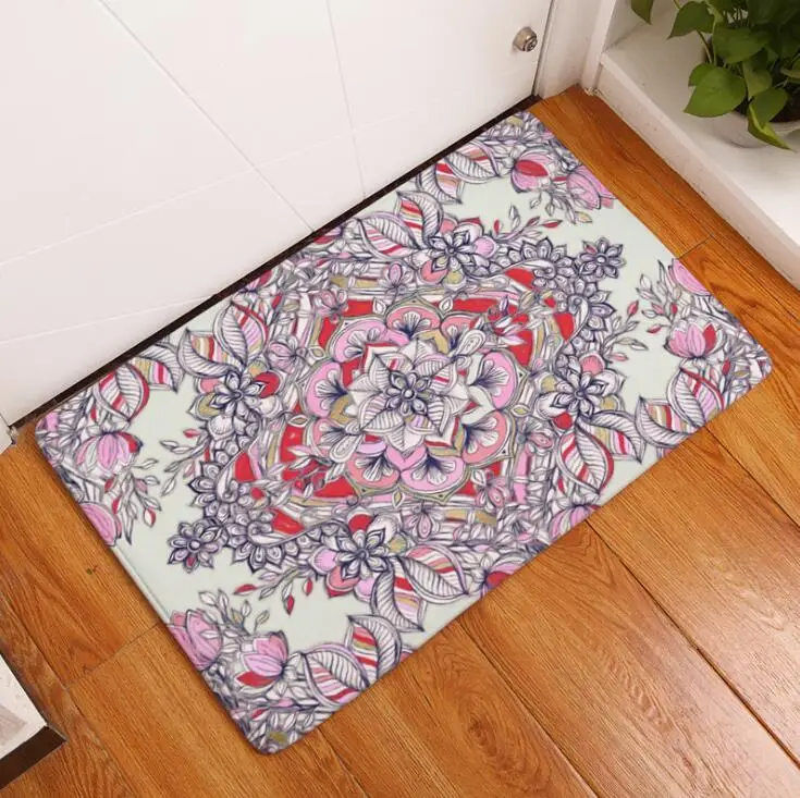 Дверной коврик с мандалой с цветочным принтом, замшевый коврик для украшения дома, коврик в ванную комнату 40x60 см, напольный кухонный пол в туалете, коврики - Цвет: 13