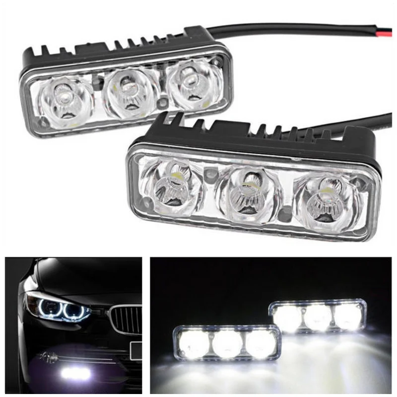 2Pcs LED Daytime Running Lights Waterproof Car High Power Aluminum with Lens DC 12V Super White 6000K DRL Fog Lamps (1)