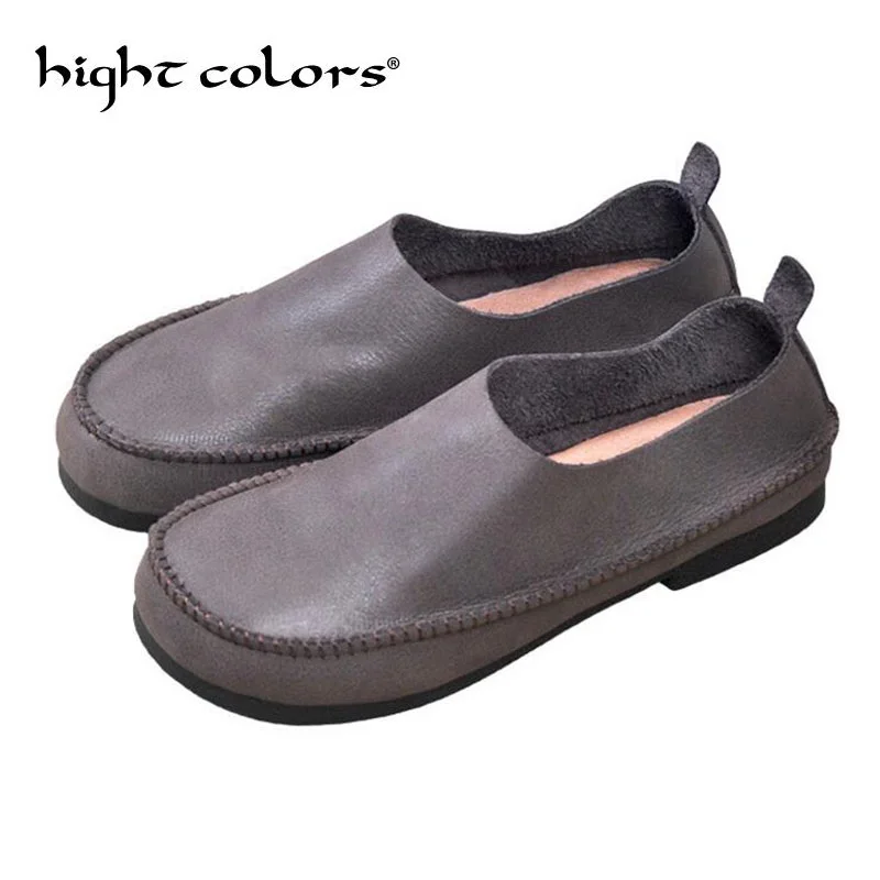 

2019 Shoes Women 100% Genuine Leather Women Flat Shoes Casual Loafers Slip On Flats Shoes Moccasins Boat Shoes For Women's
