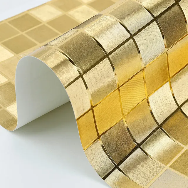 Modern chunky glitter wallpaper rolls Gold Foil wall paper light