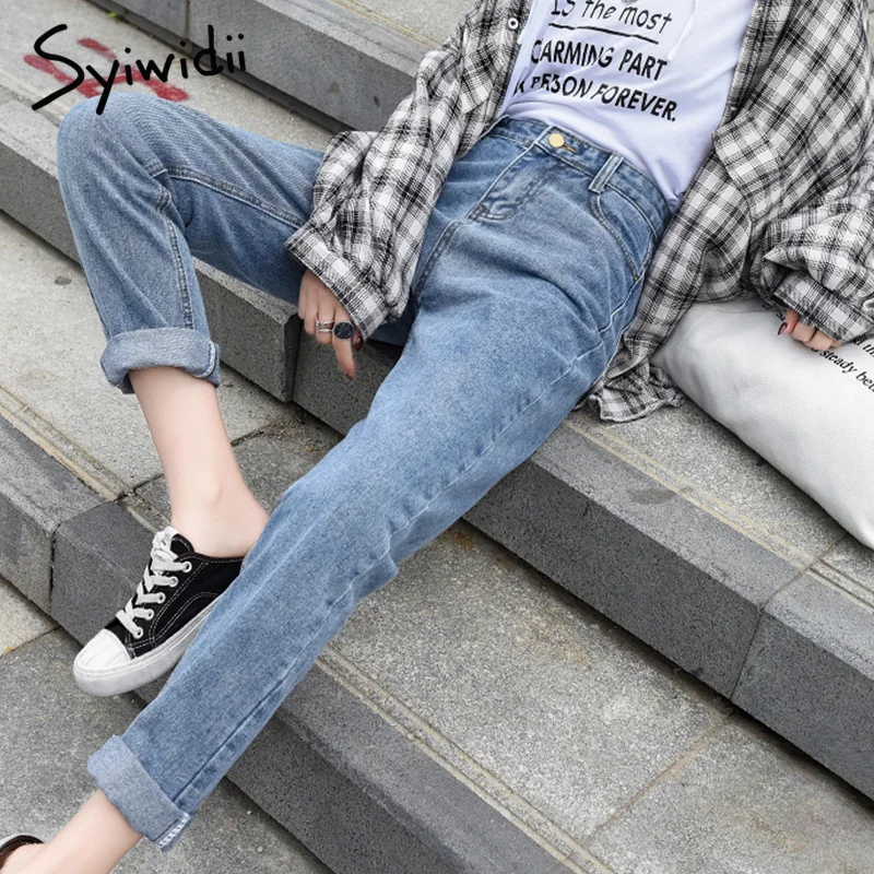 

Mom Jeans 2019 Vintage Ankle Length 100% Cotton Womens Jeans Boyfriend Zipper High Waisted Plus Size Jeans High Quality Dropship