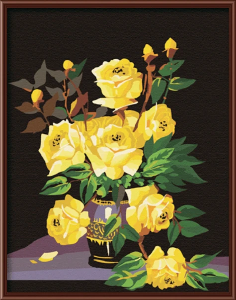 

Wall Paint Frameless Picture Painting By Numbers DIY Canvas Oil Painting Home Decor For Living Room Of Yellow Rose G068