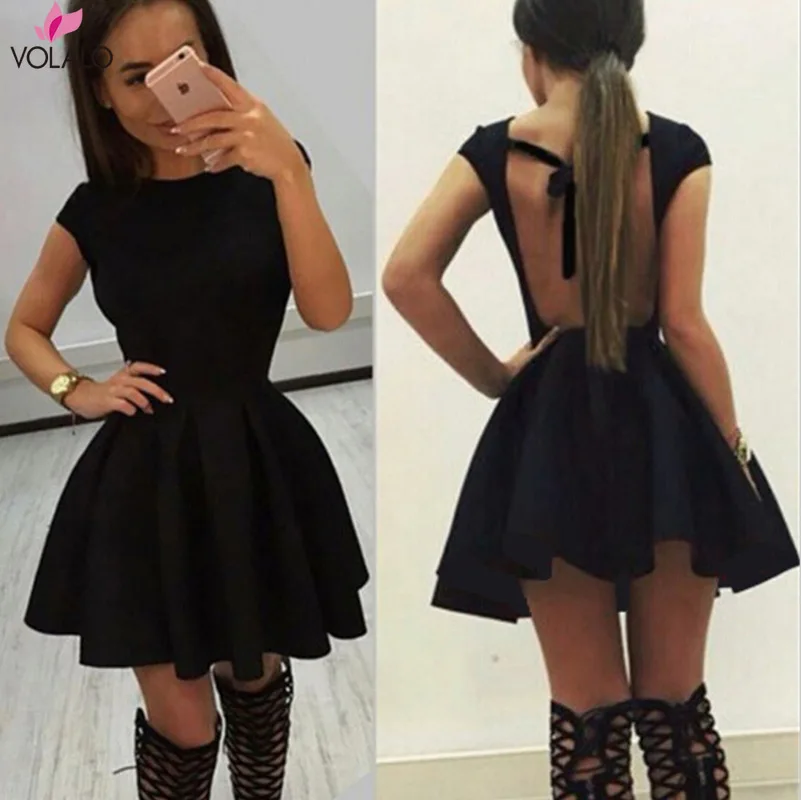 

2019 Spring Sexy Women Dress Sweet Solid Color Short Sleeve Slim Round-Neck Party Evening Short Mini Dress Vestidos