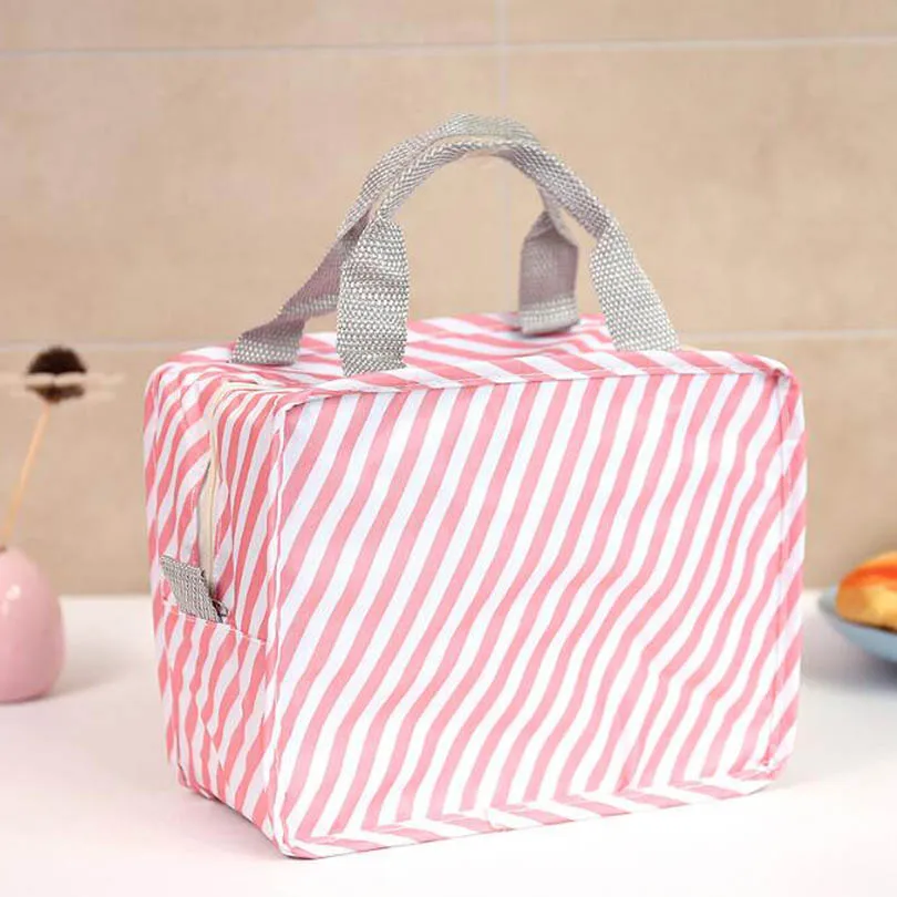 Цветочная сумка-холодильник с узором Ланч-бокс переносная Изолированная Холщовая Сумка для ланча функциональные термо-сумки для еды пикника для женщин и детей - Цвет: Pink 02