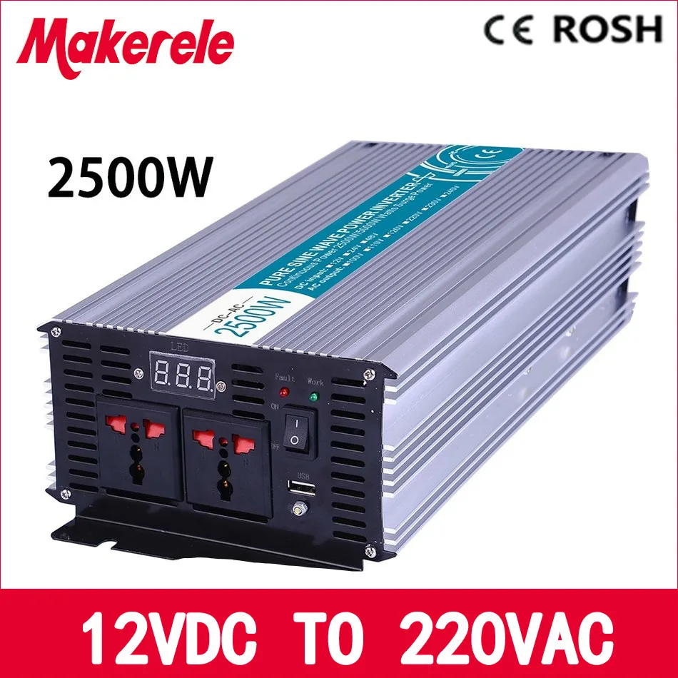 MKP2500-122 инвертор 2500 Вт чистый синус инвертор 12 В к 220vac решетки преобразователь напряжения, солнечный инвертор LED дисплей инверсор