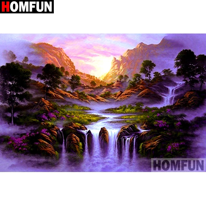 Набор для алмазной вышивки закат HOMFUN картина из квадратных/круглых страз сделай