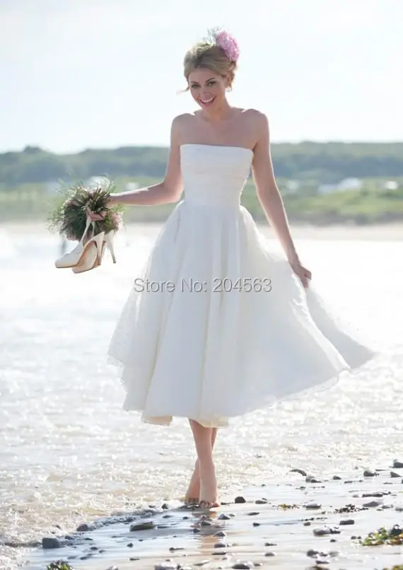 Free Shipping In Stock Strapless Draped Knee Length Tulle